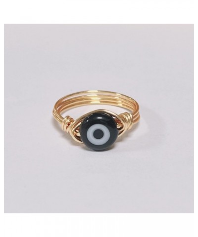 Evil Eye Bead Knuckle Stackable Finger Ring Gold Wire Wrap Ring Healing for Women Girl Stacking Band Ring Jewelry Twining Win...