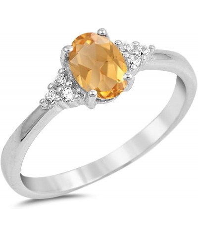 CHOOSE YOUR COLOR Sterling Silver Oval Ring Yellow Natural Citrine $11.52 Rings