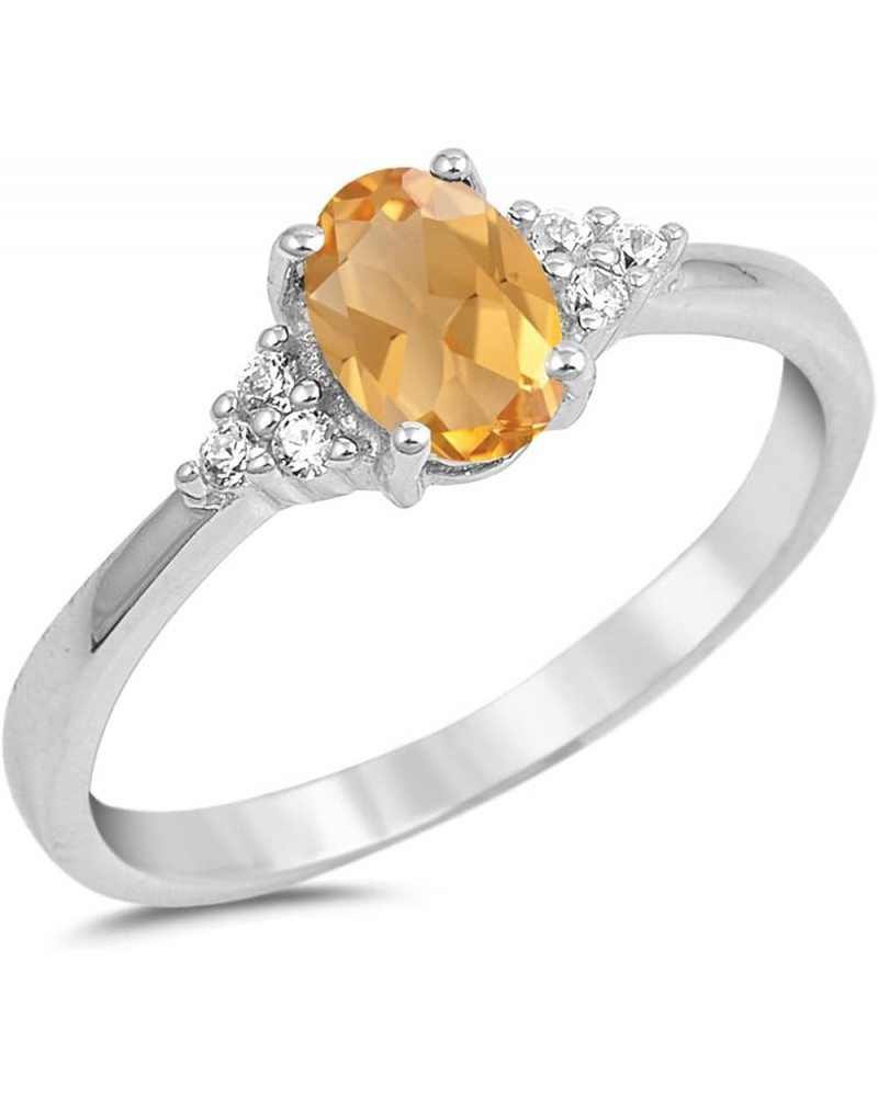 CHOOSE YOUR COLOR Sterling Silver Oval Ring Yellow Natural Citrine $11.52 Rings