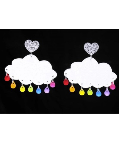 Rainbow Cloud Colorful Lightning Dangle Stud Earrings Raindrops Cloud $8.38 Earrings