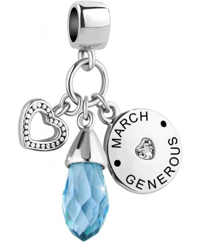 December Birthday Heart Love Simulated Birthstone Charms for Bracelets March $6.76 Bracelets