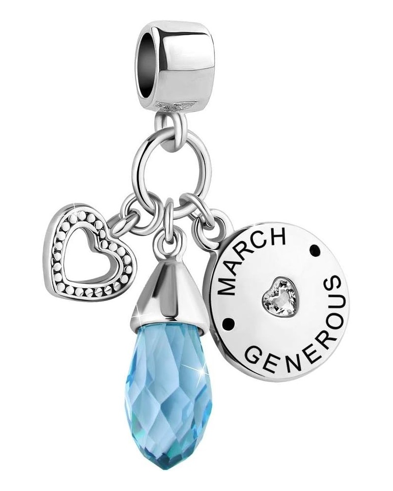 December Birthday Heart Love Simulated Birthstone Charms for Bracelets March $6.76 Bracelets