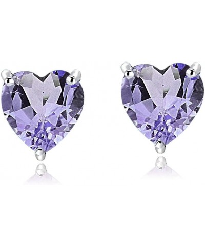 Sterling Silver Genuine, Created or Simulated Birthstone Gemstone 7mm Heart Stud Earrings February-Amethyst $16.80 Earrings