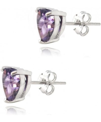 Sterling Silver Genuine, Created or Simulated Birthstone Gemstone 7mm Heart Stud Earrings February-Amethyst $16.80 Earrings