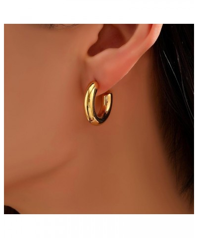 gold earrings, 14K gold-plated earrings, thin thickened open C-shaped earrings, gold-plated earrings for women GOLD-R $10.82 ...