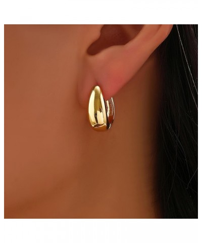 gold earrings, 14K gold-plated earrings, thin thickened open C-shaped earrings, gold-plated earrings for women GOLD-R $10.82 ...