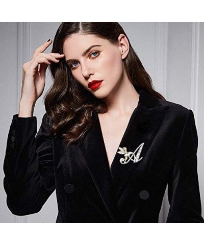 Initial Letter Brooch Pins Rhinestone Crystal Elf Angel Collar Pins Brooches For Girls Women Accessories N $7.13 Brooches & Pins