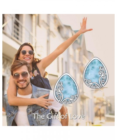 Opal/Moonstone/Larimar Filigree Stud Earrings Sterling Silver Hypoallergenic Earrings Jewelry Gift for Women Larimar $15.40 E...