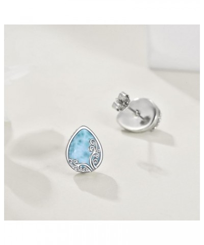 Opal/Moonstone/Larimar Filigree Stud Earrings Sterling Silver Hypoallergenic Earrings Jewelry Gift for Women Larimar $15.40 E...