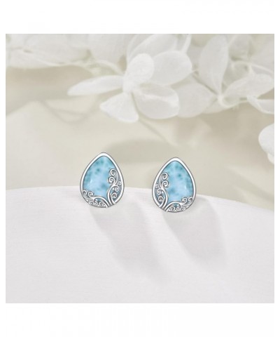 Opal/Moonstone/Larimar Filigree Stud Earrings Sterling Silver Hypoallergenic Earrings Jewelry Gift for Women Larimar $15.40 E...