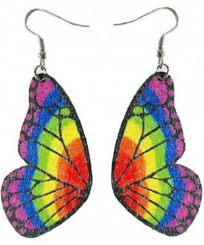 Colorful Rainbow Pride Wooden Dangle Earrings Love Heart Shaped Teardrop Earrings for Women Girls Cute Butterfly Animals Drop...