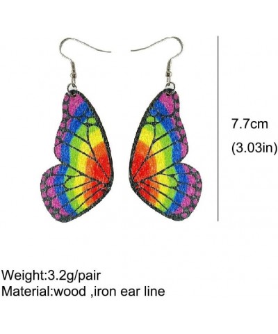 Colorful Rainbow Pride Wooden Dangle Earrings Love Heart Shaped Teardrop Earrings for Women Girls Cute Butterfly Animals Drop...