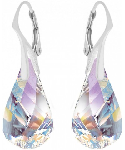 Made with Imitation of Crystals" Sterling Silver 925 Aurora Borealis Twist AB Iridescent Earrings $18.06 Earrings