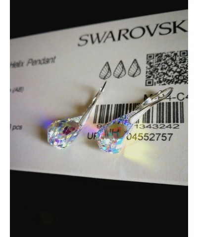 Made with Imitation of Crystals" Sterling Silver 925 Aurora Borealis Twist AB Iridescent Earrings $18.06 Earrings