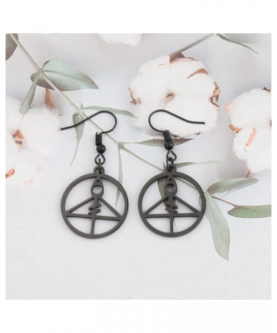 Owl House Inspired Light Glyph Earrings Owl House Fan Gift Black $10.56 Earrings