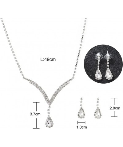 Wedding Bridal Jewelry Rhinestone Bride Necklace Earrings Set Silver Bridesmaid Crystal Necklace Accessories Sets for Women a...