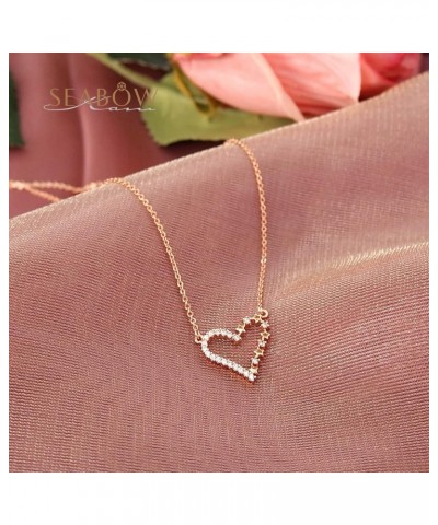 SEABOW Women s Necklace 925 Sterling Silver with Cubic Zirconia 18K Gold Plated Jewelry Ideal Gift for Wife Mom $5.29 Necklaces