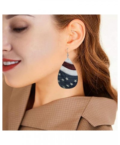 Cool Leopard Print Faux Leather Earrings For Women Girls Lightweight Teardrop Dangle Earrings Gift Americana Flag Art $6.88 E...