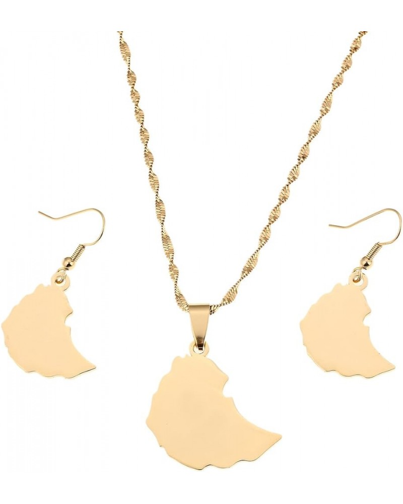 BR Gold Jewelry Ethiopian Map Pendant Earrings Necklaces For Women Map of Ethiopia Pendant Earrings Set $8.75 Jewelry Sets