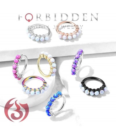 16-20g 8mm Surgical Steel Bendable Nose/Rook/Helix Hoop Lined w/Synthetic Opals (Choose Gauge/Color) 20g White (Rainbow) $11....