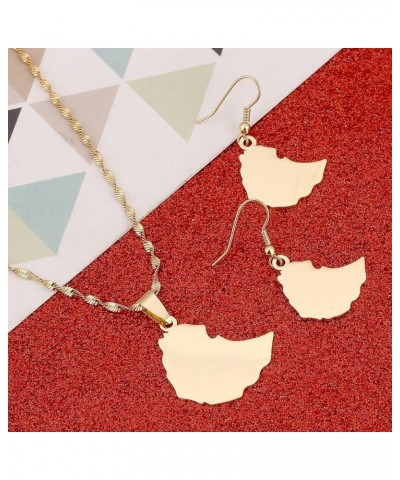 BR Gold Jewelry Ethiopian Map Pendant Earrings Necklaces For Women Map of Ethiopia Pendant Earrings Set $8.75 Jewelry Sets