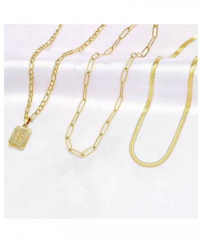 Gold Layered Necklace Set 3 PCS for Women Girls Dainty Trendy Paperclip Snake Choker Gold Filled Stainless Steel Figaro Chain...