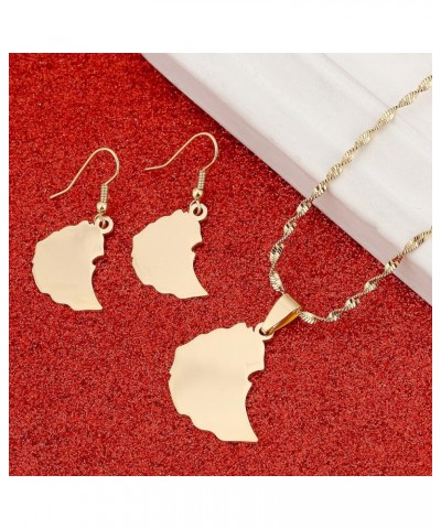 BR Gold Jewelry Ethiopian Map Pendant Earrings Necklaces For Women Map of Ethiopia Pendant Earrings Set $8.75 Jewelry Sets