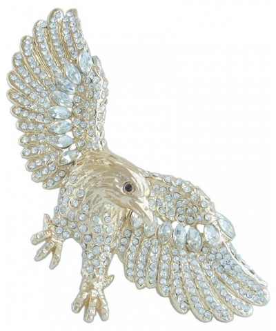 Sindary Unique 3.15" Eagle Brooch Pin Enamel Brooch Rhinestone Crystal Pendant BZ4717 Gold-Tone Clear $9.88 Brooches & Pins