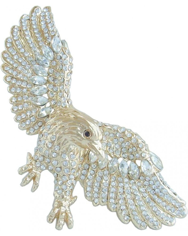 Sindary Unique 3.15" Eagle Brooch Pin Enamel Brooch Rhinestone Crystal Pendant BZ4717 Gold-Tone Clear $9.88 Brooches & Pins