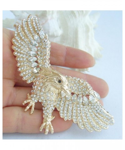 Sindary Unique 3.15" Eagle Brooch Pin Enamel Brooch Rhinestone Crystal Pendant BZ4717 Gold-Tone Clear $9.88 Brooches & Pins