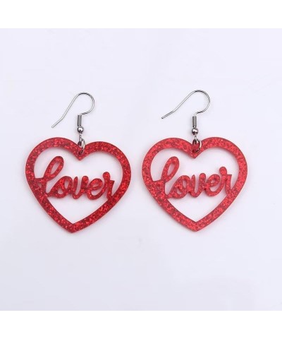 Love heart Earrings lover Acrylic Shiny glitter Drop Dangle Earrings for Women girls Concert Valentine's Day Mother's Day fas...