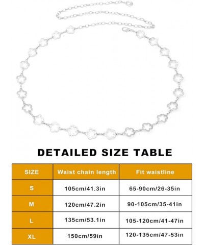 Small Flower Metal Belt Chain - Adjustable Waist Chain for Women's Dresses Silver L: 53.1 in/135 cm $8.54 Body Jewelry