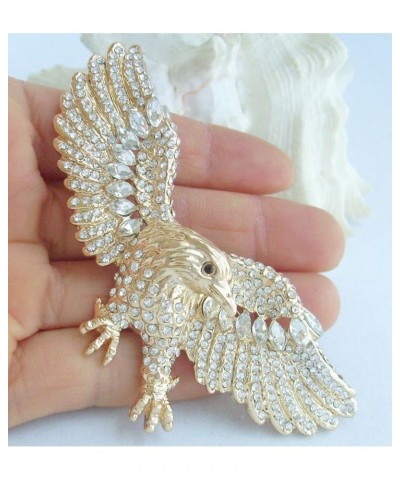 Sindary Unique 3.15" Eagle Brooch Pin Enamel Brooch Rhinestone Crystal Pendant BZ4717 Gold-Tone Clear $9.88 Brooches & Pins