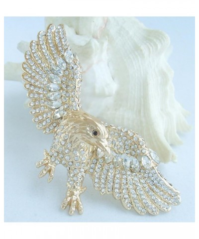 Sindary Unique 3.15" Eagle Brooch Pin Enamel Brooch Rhinestone Crystal Pendant BZ4717 Gold-Tone Clear $9.88 Brooches & Pins