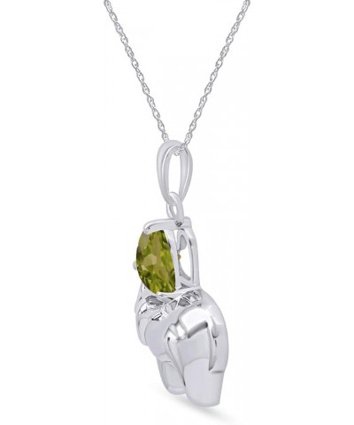 Valentine's Day Elephant Pendant Necklace Heart Shaped Simulated CZ 925 Sterling Silver white-gold-plated-silver : Peridot $2...