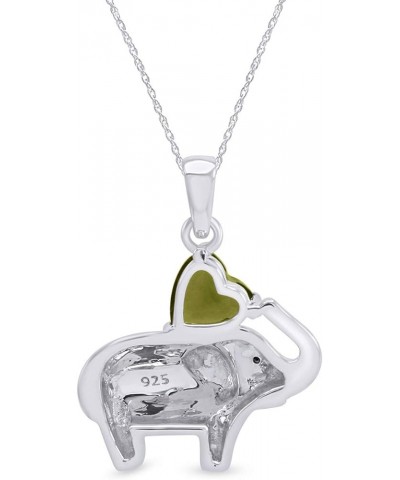 Valentine's Day Elephant Pendant Necklace Heart Shaped Simulated CZ 925 Sterling Silver white-gold-plated-silver : Peridot $2...