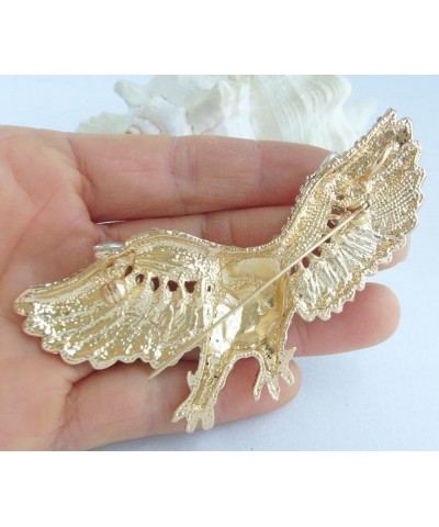 Sindary Unique 3.15" Eagle Brooch Pin Enamel Brooch Rhinestone Crystal Pendant BZ4717 Gold-Tone Clear $9.88 Brooches & Pins