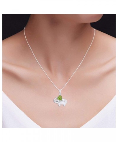 Valentine's Day Elephant Pendant Necklace Heart Shaped Simulated CZ 925 Sterling Silver white-gold-plated-silver : Peridot $2...