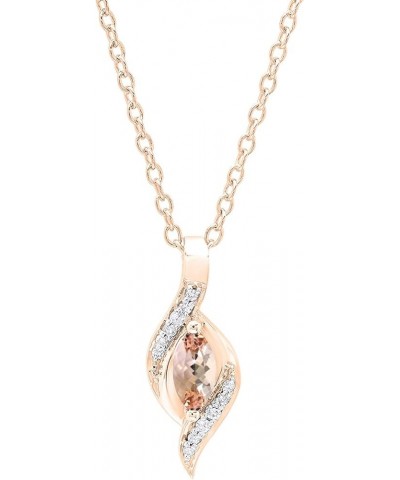 6X3 MM Marquise Gemstone & Round Diamond Ladies Pendant, 10K Rose Gold (Gold Chain Included) Morganite $116.34 Necklaces