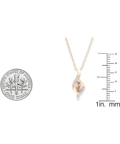 6X3 MM Marquise Gemstone & Round Diamond Ladies Pendant, 10K Rose Gold (Gold Chain Included) Morganite $116.34 Necklaces