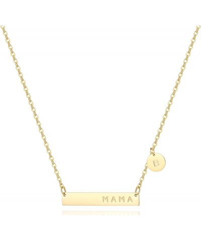 MAMA Bar Necklace,Initial Necklace,mama necklaces for women,18K Gold Plated Mama Necklace,Mothers Day Gifts B $8.24 Necklaces