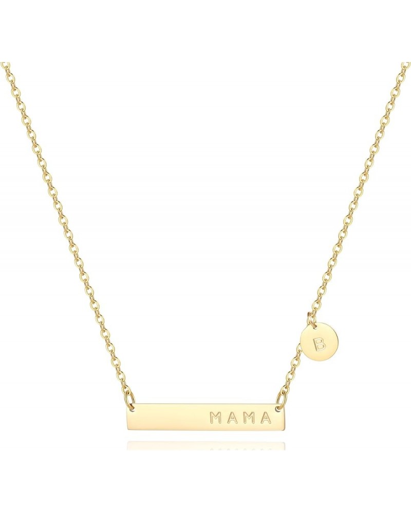 MAMA Bar Necklace,Initial Necklace,mama necklaces for women,18K Gold Plated Mama Necklace,Mothers Day Gifts B $8.24 Necklaces