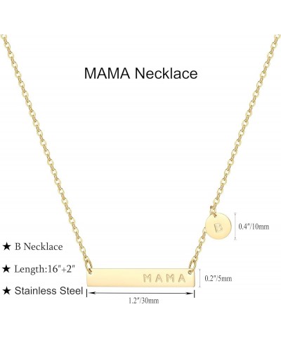 MAMA Bar Necklace,Initial Necklace,mama necklaces for women,18K Gold Plated Mama Necklace,Mothers Day Gifts B $8.24 Necklaces