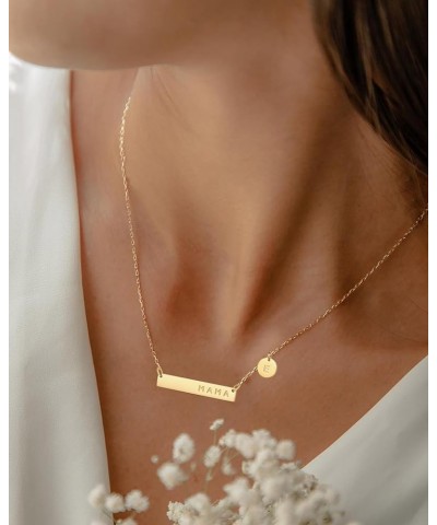 MAMA Bar Necklace,Initial Necklace,mama necklaces for women,18K Gold Plated Mama Necklace,Mothers Day Gifts B $8.24 Necklaces