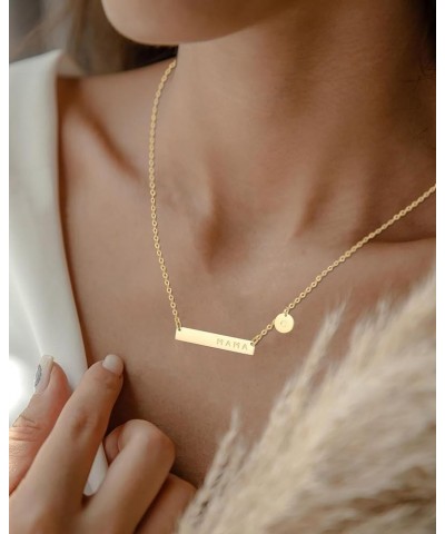 MAMA Bar Necklace,Initial Necklace,mama necklaces for women,18K Gold Plated Mama Necklace,Mothers Day Gifts B $8.24 Necklaces