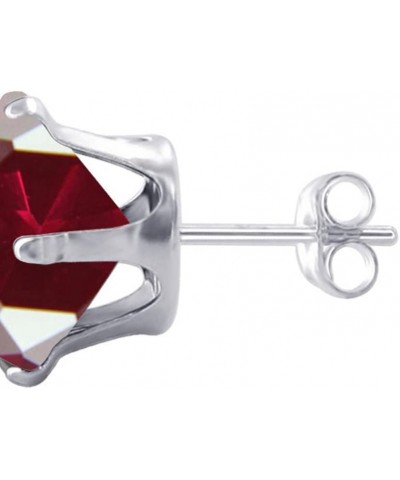 10mm Round Cubic Zirconia Prong Set 925 Sterling Silver Stud Earrings for Women 9mm Ruby $9.51 Earrings