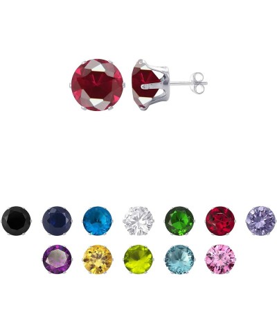 10mm Round Cubic Zirconia Prong Set 925 Sterling Silver Stud Earrings for Women 9mm Ruby $9.51 Earrings