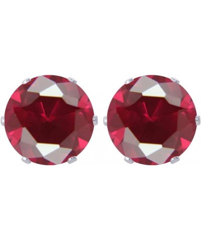 10mm Round Cubic Zirconia Prong Set 925 Sterling Silver Stud Earrings for Women 9mm Ruby $9.51 Earrings