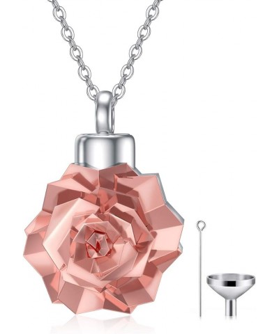 Rose Flower Urn Necklaces for Ashes Sterling Silver Origami Rose Flower Cremation Jewelry for Ashes Memory Jewelry for Women ...