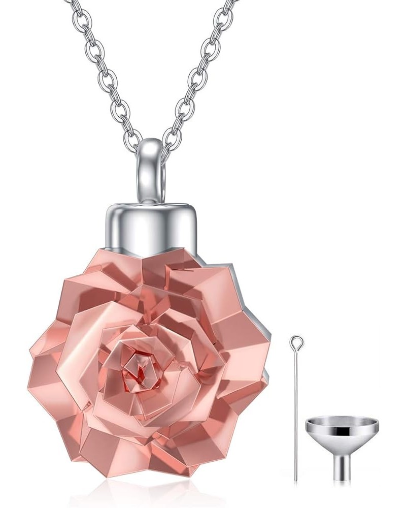 Rose Flower Urn Necklaces for Ashes Sterling Silver Origami Rose Flower Cremation Jewelry for Ashes Memory Jewelry for Women ...